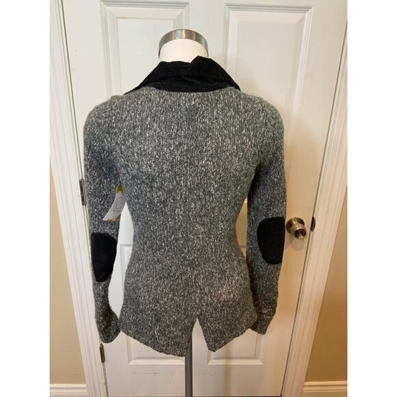 Sparrow Gray Knit Button-Up Cardigan Sweater Blazer Corduroy Trim, Size S - Picture 4 of 5